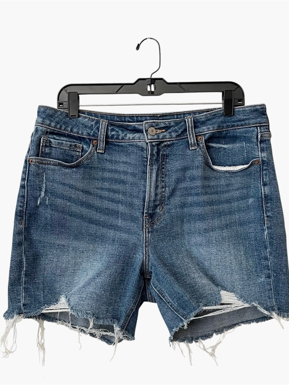 Old Navy High Rise OG Straight Secret Smooth Pockets Jean Shorts Size 14 Raw Hem